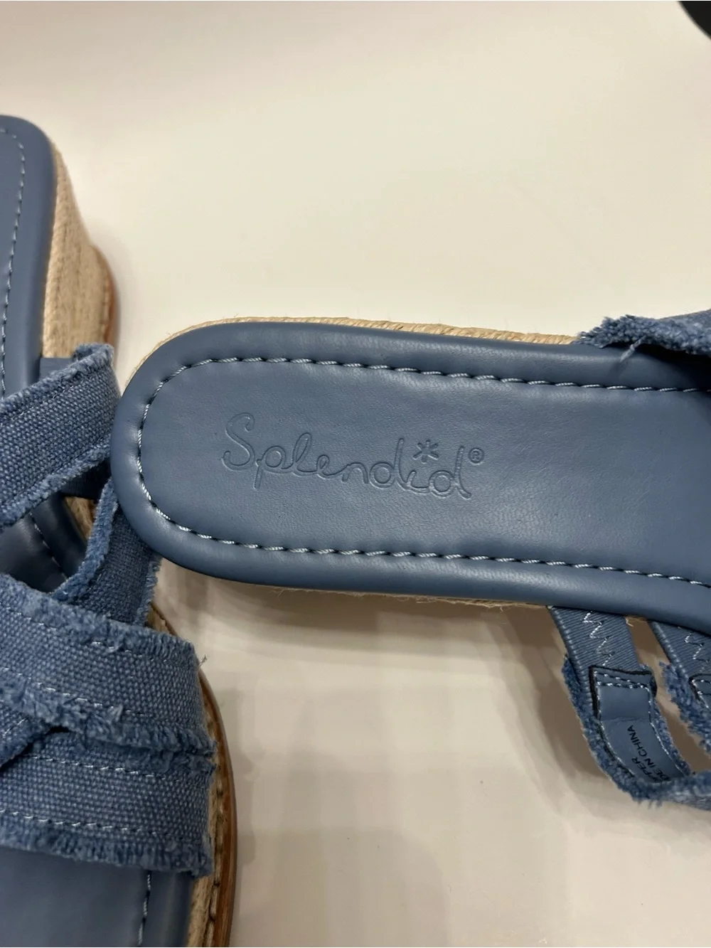 Splendid Denim Blue Crisscross Espadrille Wedge Slides